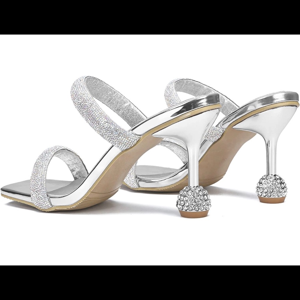 Silver Butterfly 🦋 Rhinestone Heel Sandals
